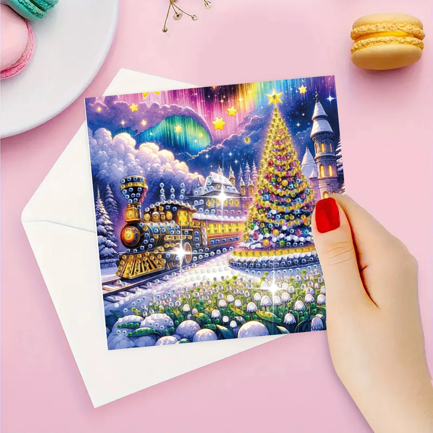 Diamond Painting Kerstkaarten Set met 6 Luxe Wenskaarten en Enveloppen - HK026
