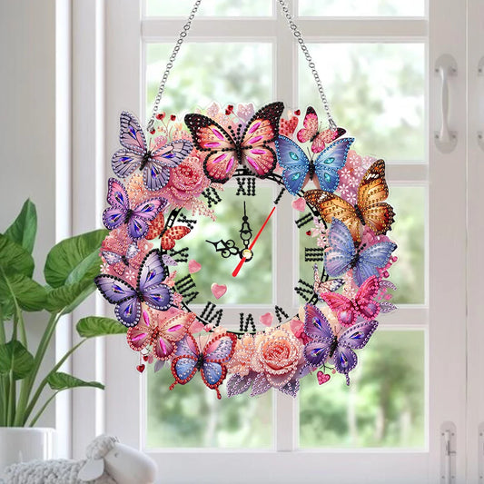Diamond Painting Klok met Vlinderdesign