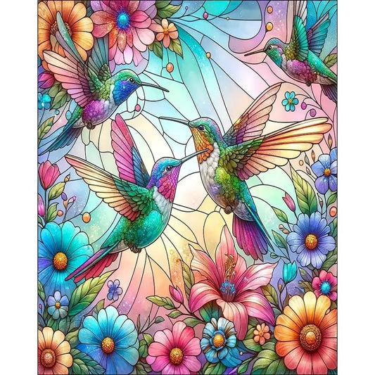 Diamond Painting Dieren - Kleurrijke Wanddecoratie - Kolibrie DZDP79239