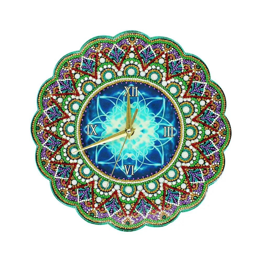 Diamond Painting Klok Mandala met Luminous Effect – Wanddecoratie & Cadeau