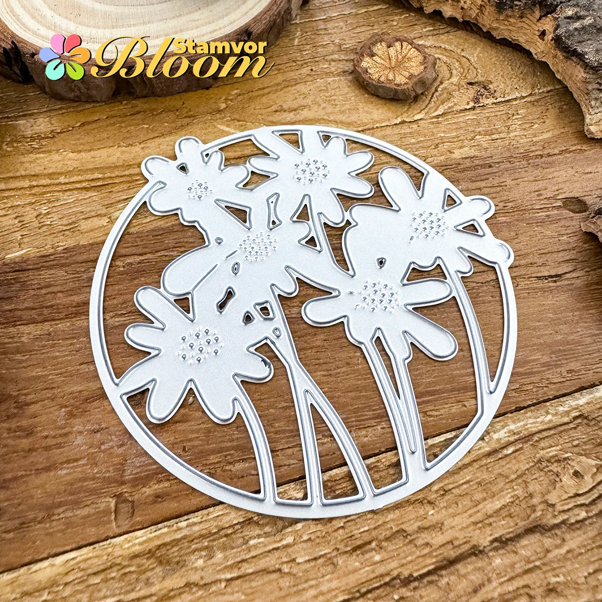 Metalen snijmal madeliefjes cirkel frame voor embossing en scrapbooking