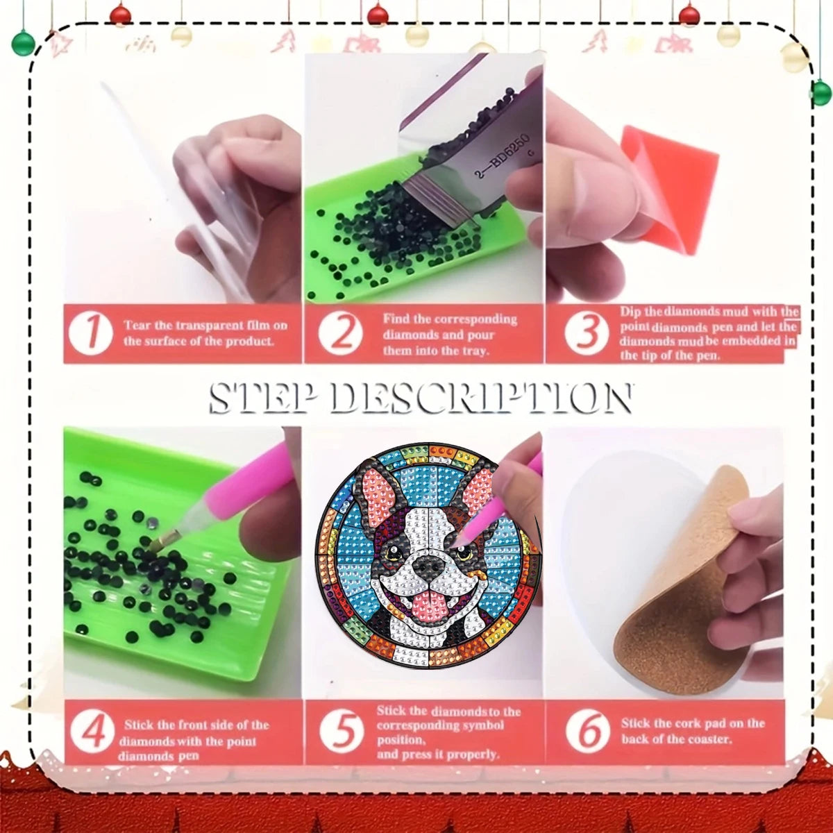 Diamond Painting Onderzetters met honden – creatieve houten set