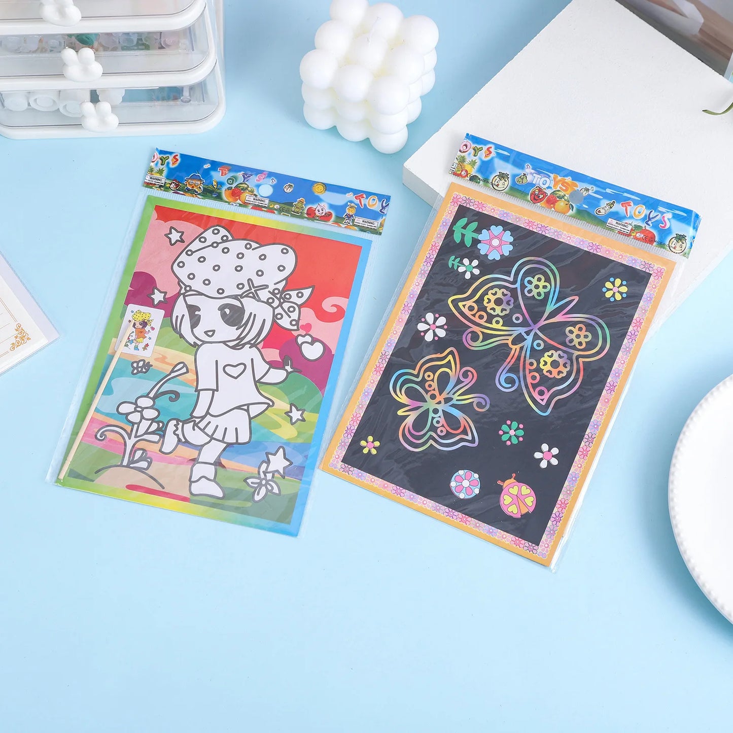 Krastekeningen set magisch tekenpapier met pen voor kinderen
