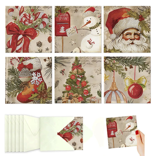 Diamond Painting Kerstkaarten set 6 stuks met enveloppen - HK085