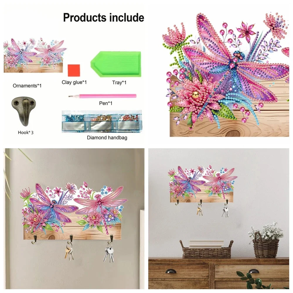 Diamond Painting Kapstok/Sleutelrek met 3 Haken Wandmontage Hout