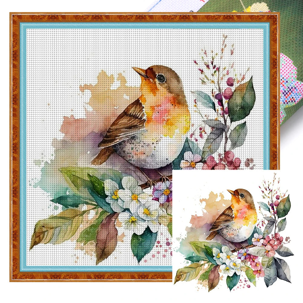 Borduurpakket dieren serie 20x20 cm met voorgedrukte canvas en katoendraad
