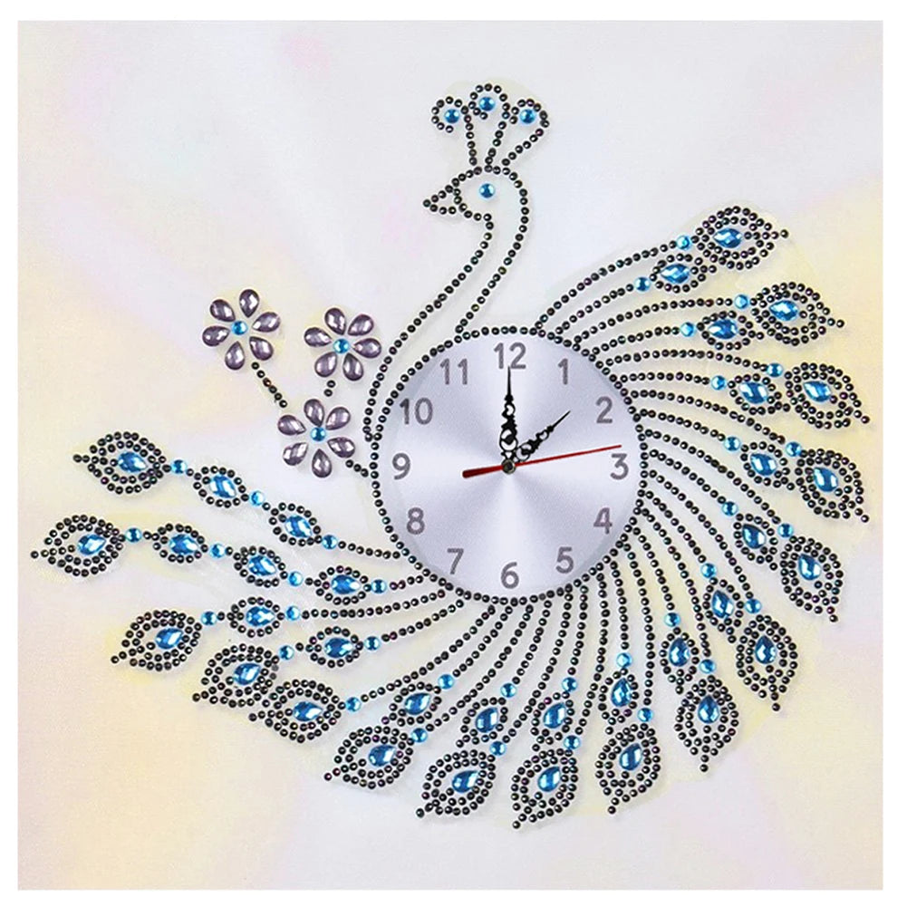 Diamond Painting Klok Pauw 35x35cm Speciale Steentjes Wanddecoratie