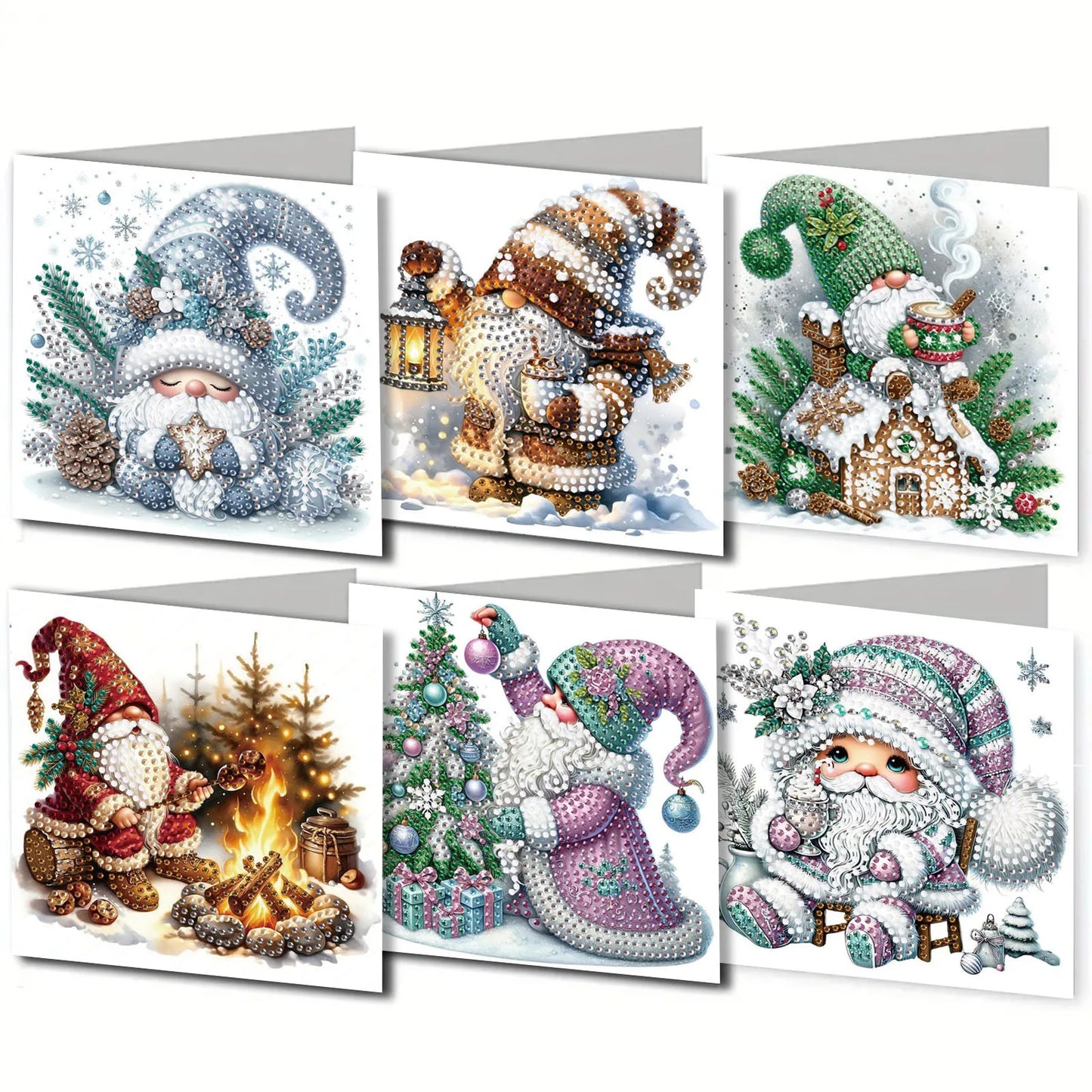 Diamond Painting Kerstkaarten set - 6 stuks feestelijke wenskaarten maken