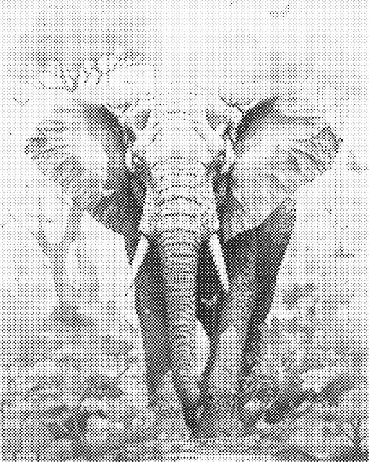 DOT Painting 40x50cm - Dierenmotief - Één Kleur Stippen - stippelschilderij - Olifant
