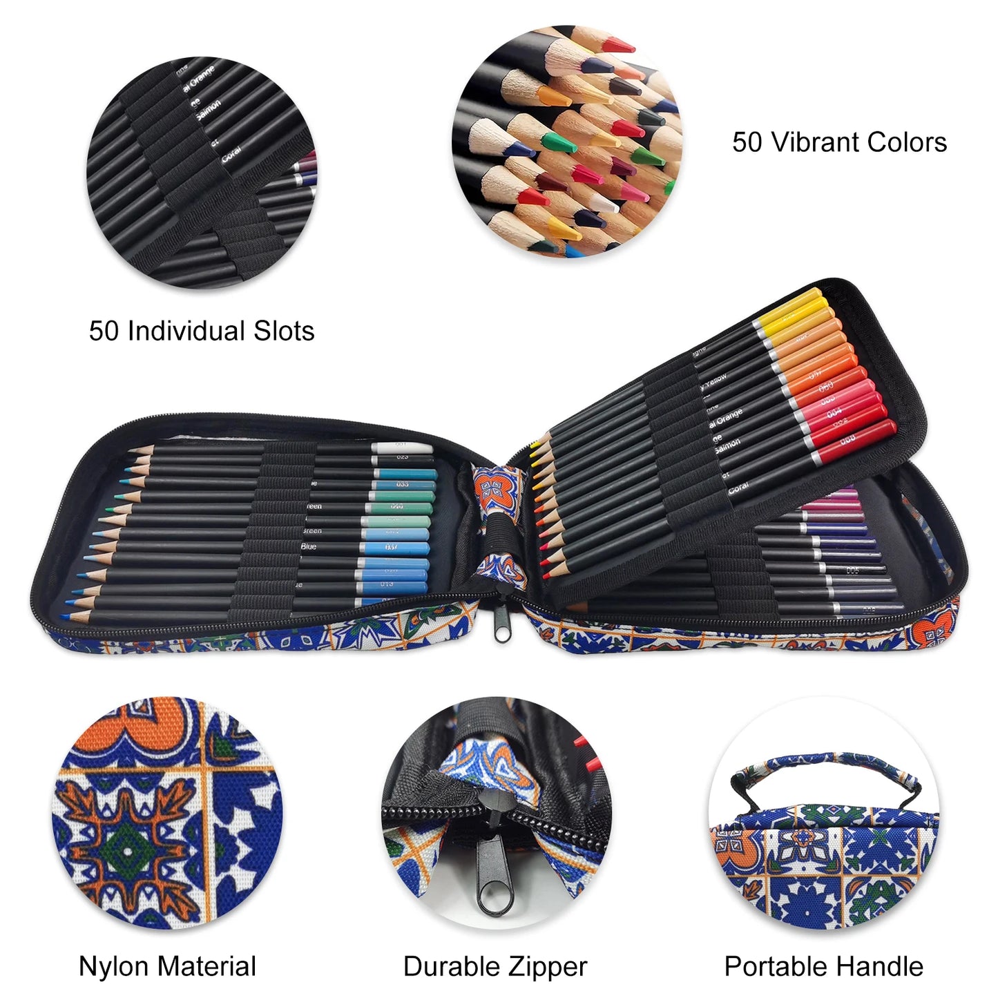 Kleurpotloden set 50 kleuren met etui – zacht en perfect voor blenden