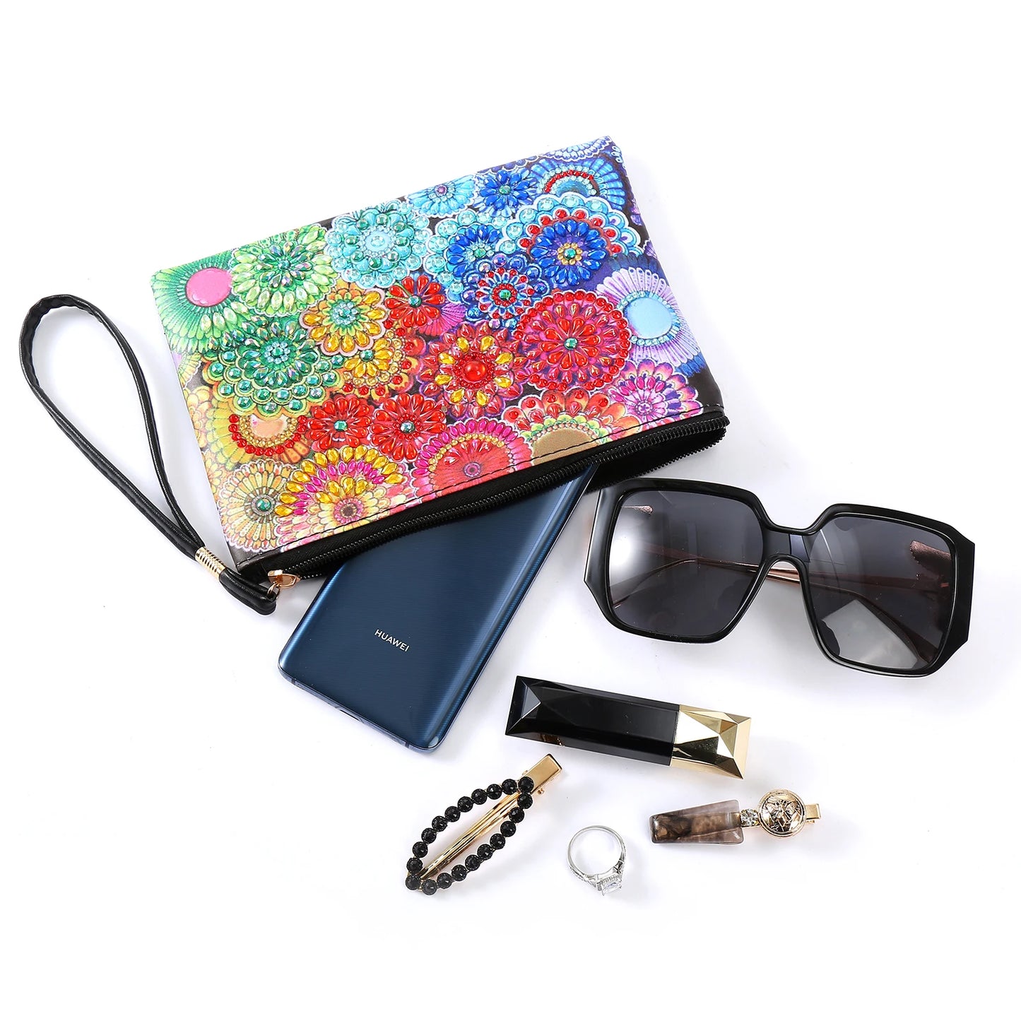 Diamond Painting Etui Mandala Luxe PU Leren Clutch met Strass Steentjes
