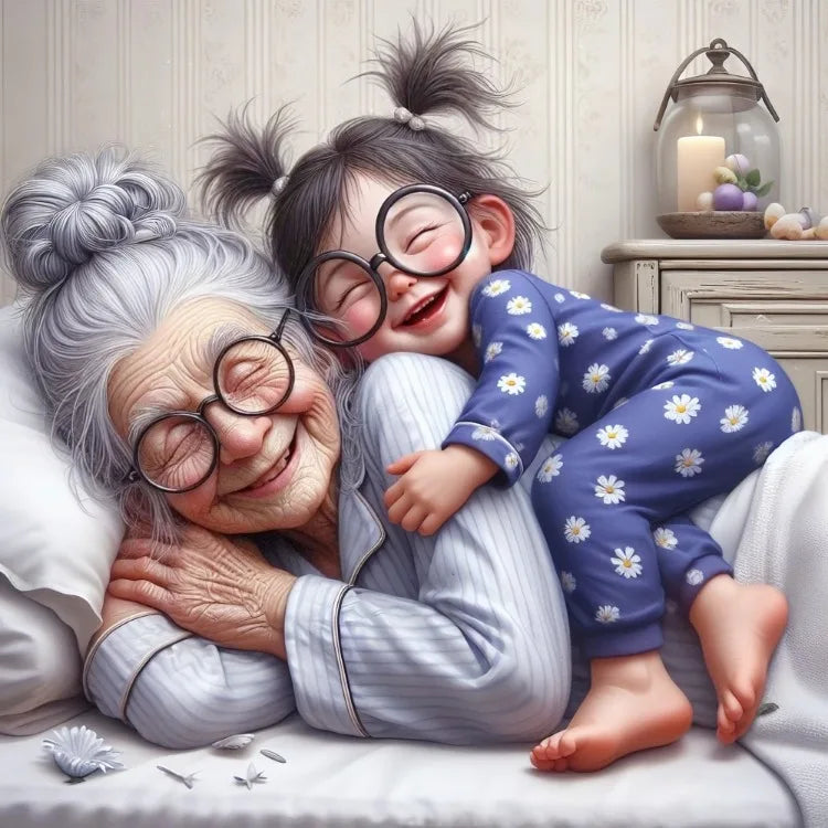 AB Diamond Painting op canvas - Fairy Dust Cartoon Opa & Oma