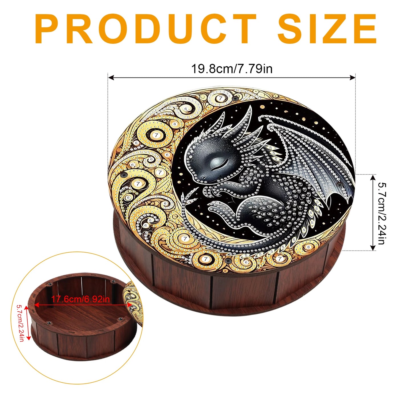 Diamond Painting houten ronde opbergdoos – creatieve organizer voor interieur