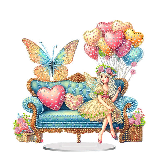 Diamond Painting Tafelornament Acryl Decoratie Set voor Beginners en Volwassenen - Elfje op bank