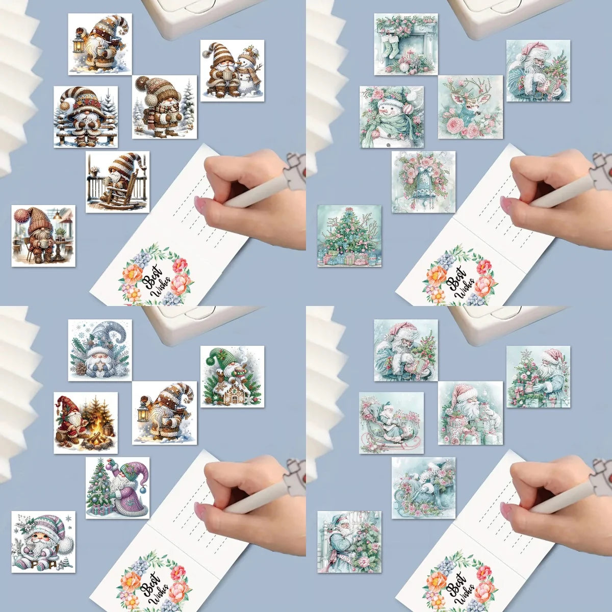 Diamond Painting Kerstkaarten set - 6 stuks feestelijke wenskaarten maken