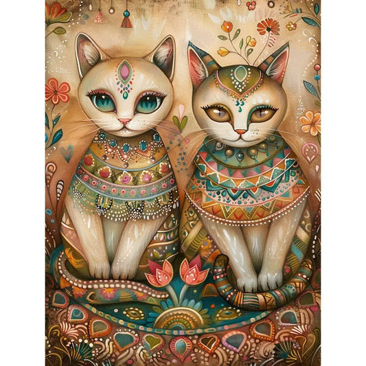 Schilderen op nummer Dieren - Kat Abstract op Canvas voor Volwassenen - 9960069