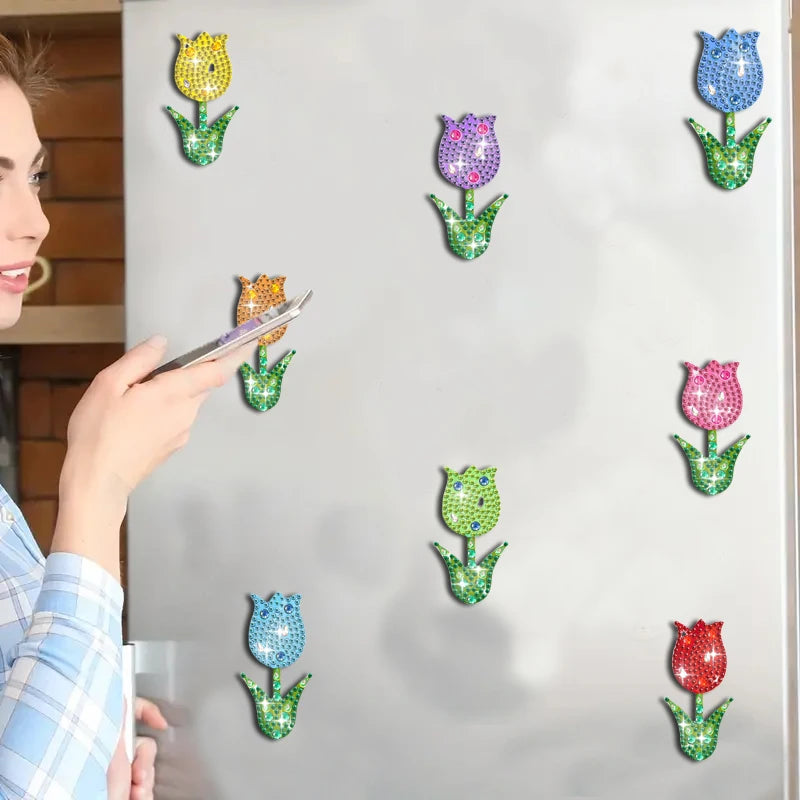 Diamond Painting Magneten met kleurrijke tulpen voor koelkast