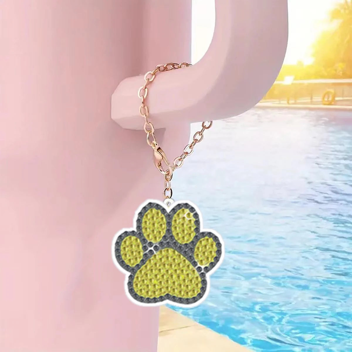 Diamond Painting Sleutelhanger set Dierenpootjes 6 Stuks Acryl