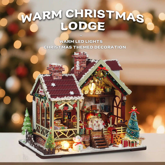 Kerst Zelfbouw miniatuur huisje Christmas Night – Warm interieur met muziekdoos