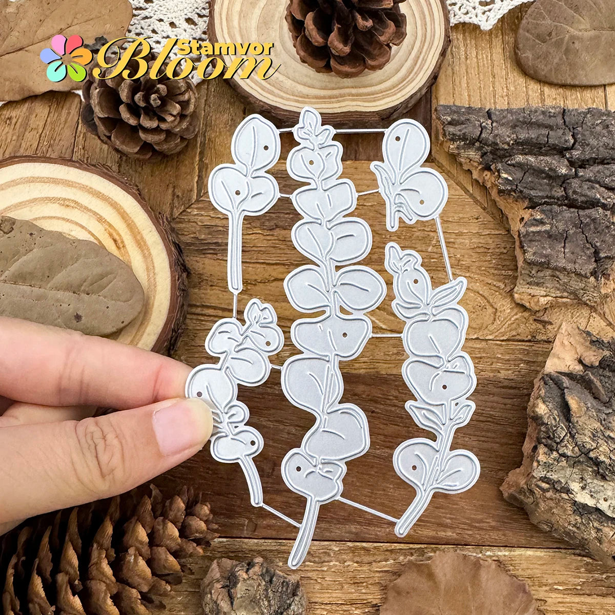 Metalen snijmal eucalyptus takjes en bladeren sierlijk design