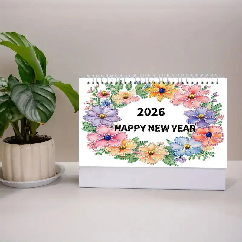 Diamond Painting Kalender met bloemen, vlinders en feestelijke accenten