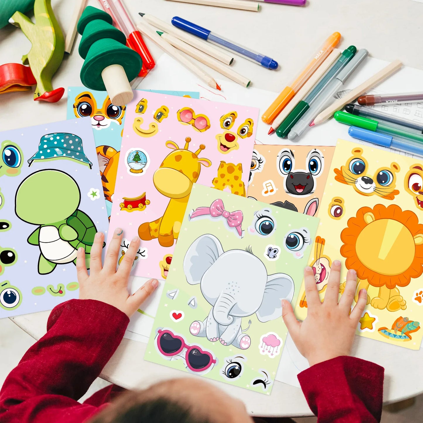 Sticker pret voor kinderen – Maak je eigen dieren gezicht stickers