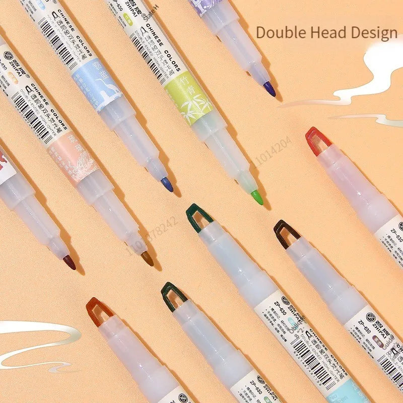 Stiften set 5 stuks met dubbele punt in zachte pastelkleuren