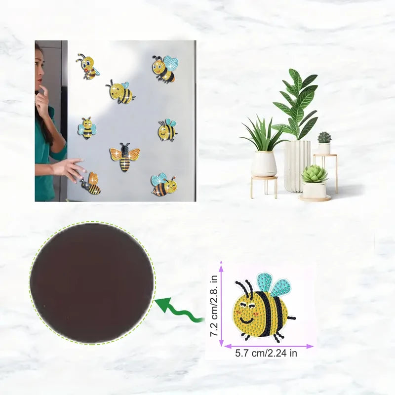 Diamond Painting Magneten – Bijen set voor koelkast en wijnkast