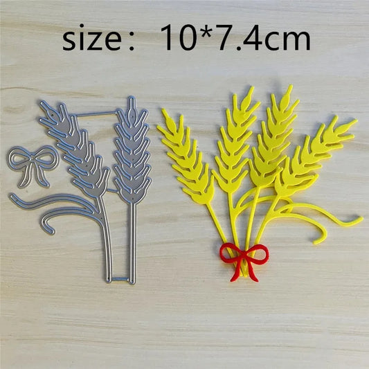 Metalen Snijmal Korenaar Blad en Strik voor Papiercreaties