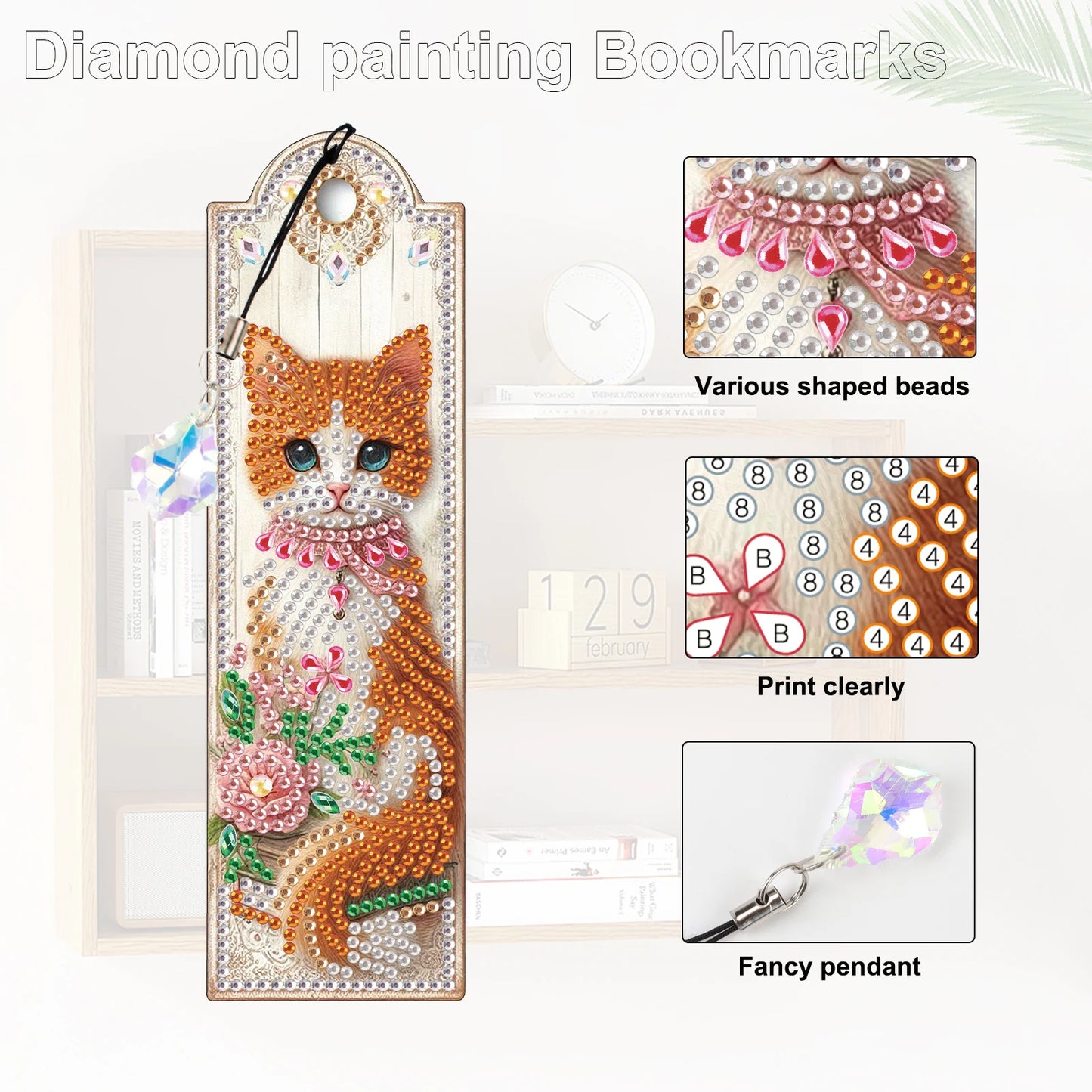 Diamond Painting Boekenlegger set dieren met kristallen details