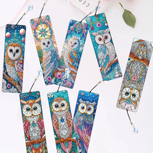 Diamond Painting Boekenlegger Uil Set van 8 Stuks – Creatief en Glanzend