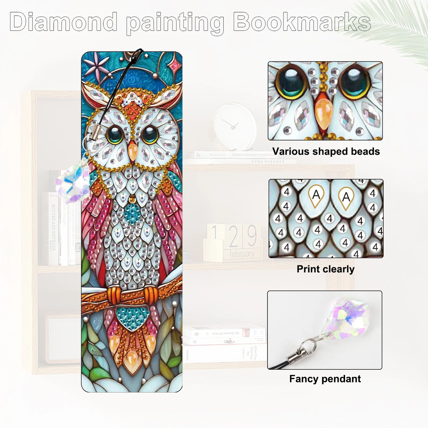 Diamond Painting Boekenlegger Uil Set van 8 Stuks – Creatief en Glanzend