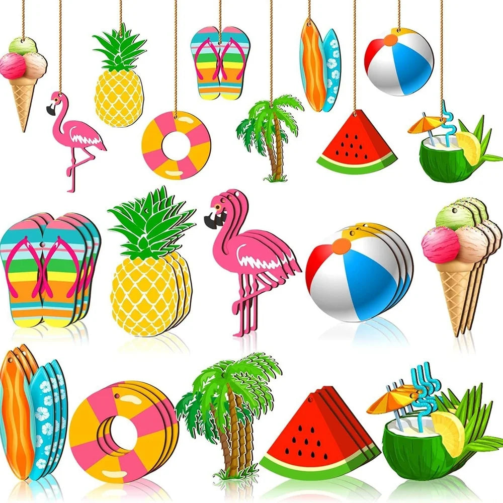 Houten figuur om zelf te schilderen/kleuren – Zeedieren en boot decoraties set