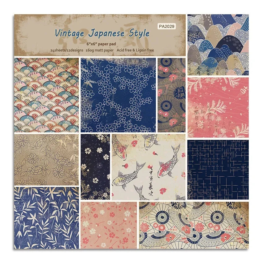 Papier voor kaarten maken & plakboek – Vintage Japanse stijl set