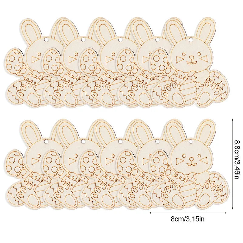 Houten Paas figuren om zelf te kleuren/schilderen – Konijn en Ei Hangers