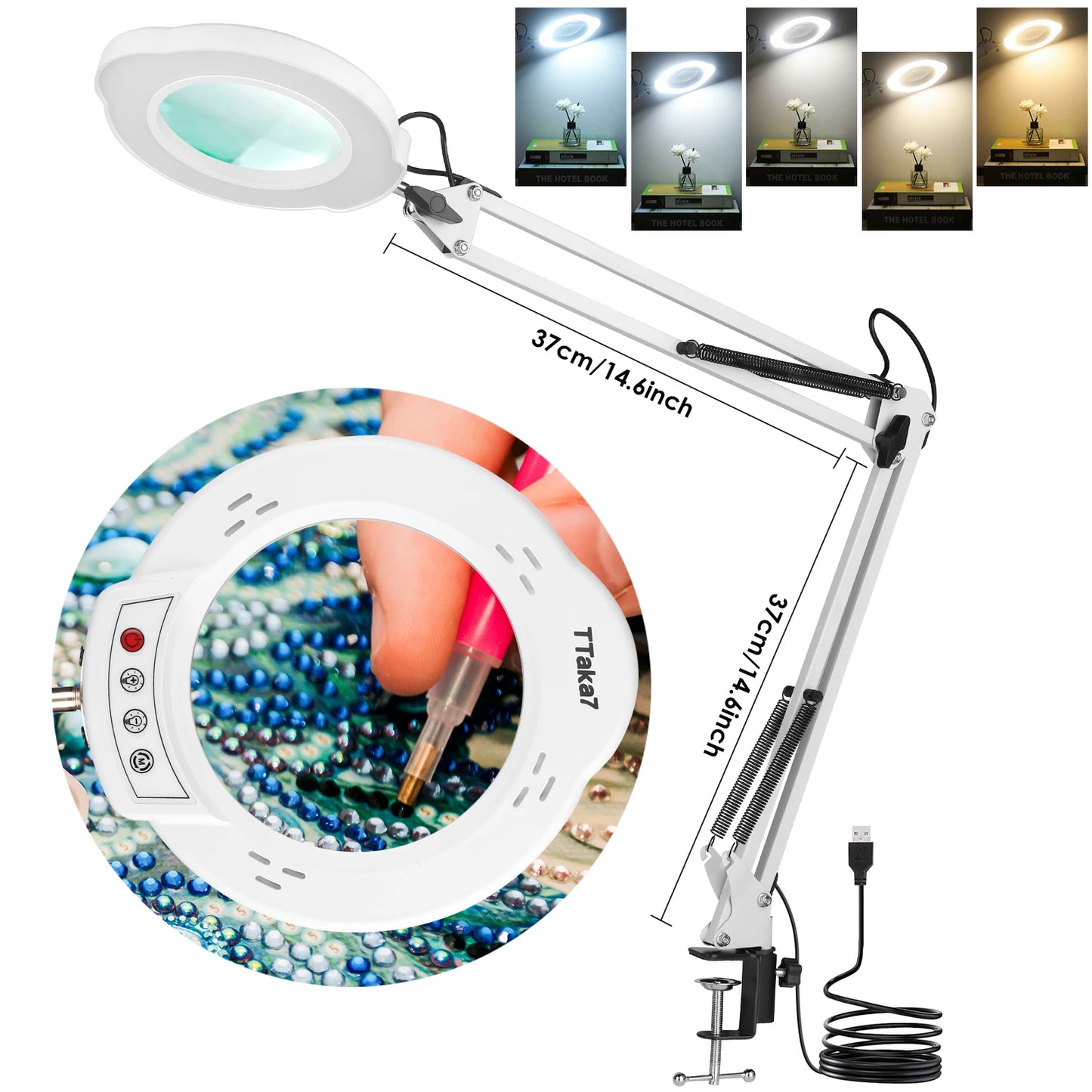 Diamond Painting Loeplamp 72 LED 8x/10x Vergroting USB met 3 Lichtkleuren