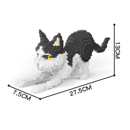 Bouwpakket Schattige Kat – Mini Model Blokken voor Liefhebbers - Zwart-Wit