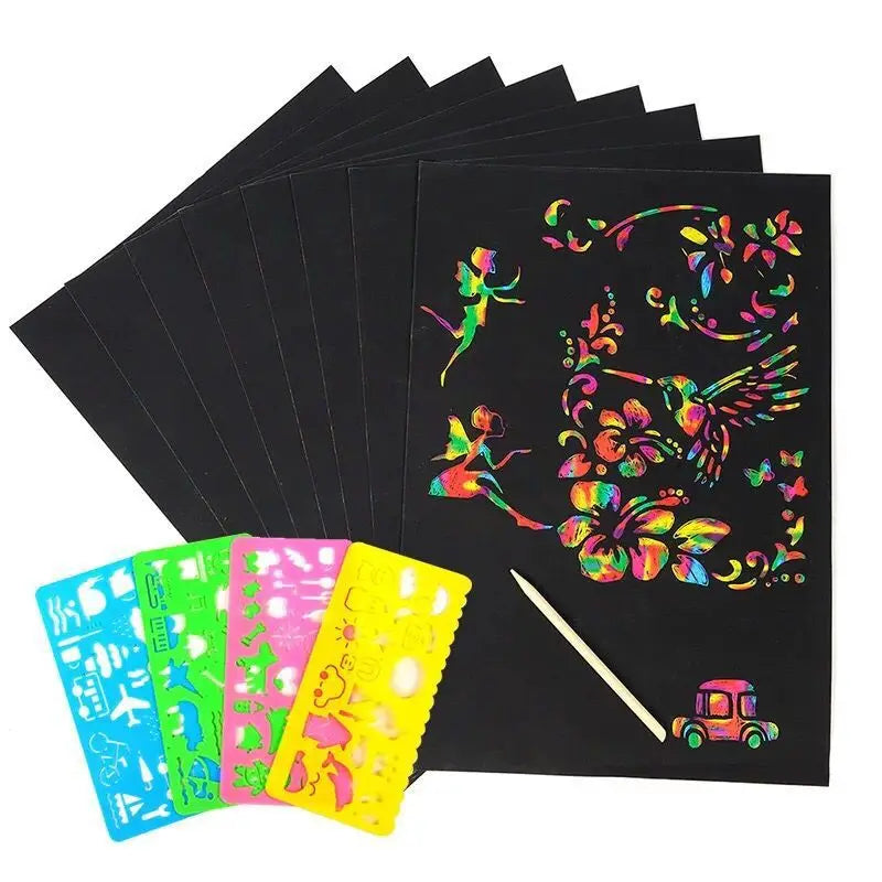Krastekeningen set voor kinderen met creatieve kleuren en liniaal