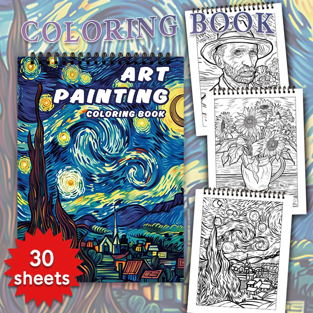 Kleurboek voor volwassenen – Vincent van Gogh inspiratie, 30 stevige pagina's