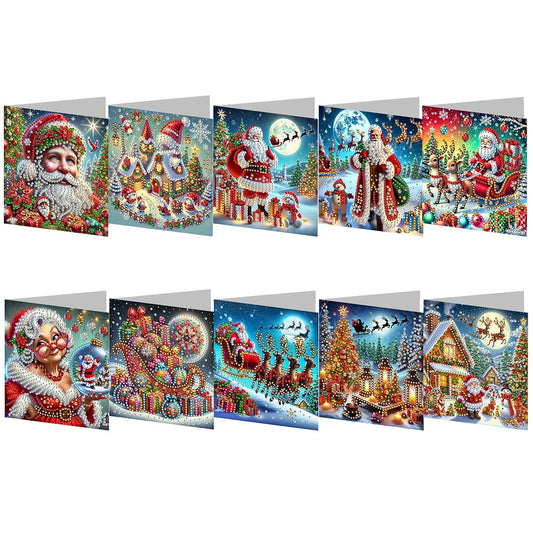 Diamond Painting Kerstkaarten 10 stuks voor Feestdagen en Speciale Gelegenheden