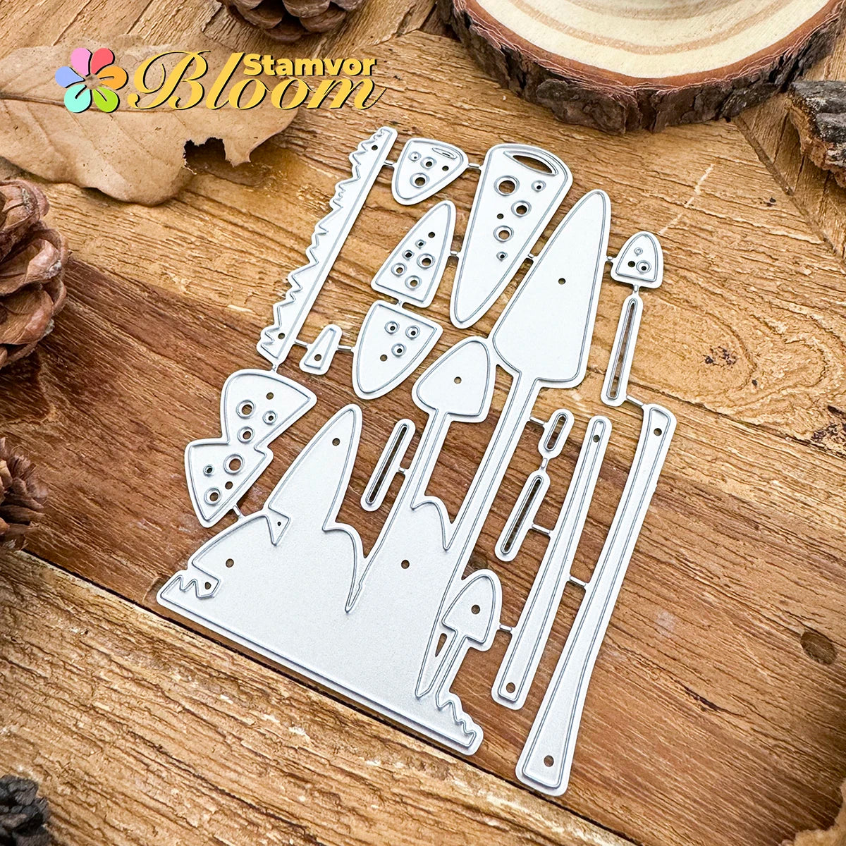 Snijmallen Boslaag met Gras en Paddenstoelen voor Scrapbooking