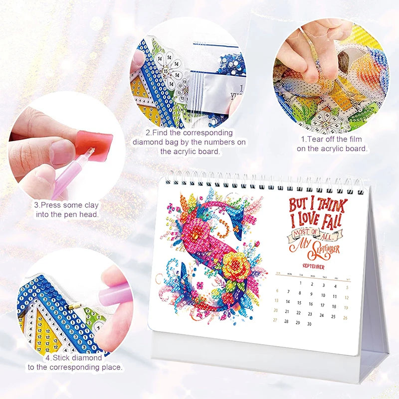 Diamond Painting Kalender met Creatieve Kunstige Steentjes voor Bureau en Thuis