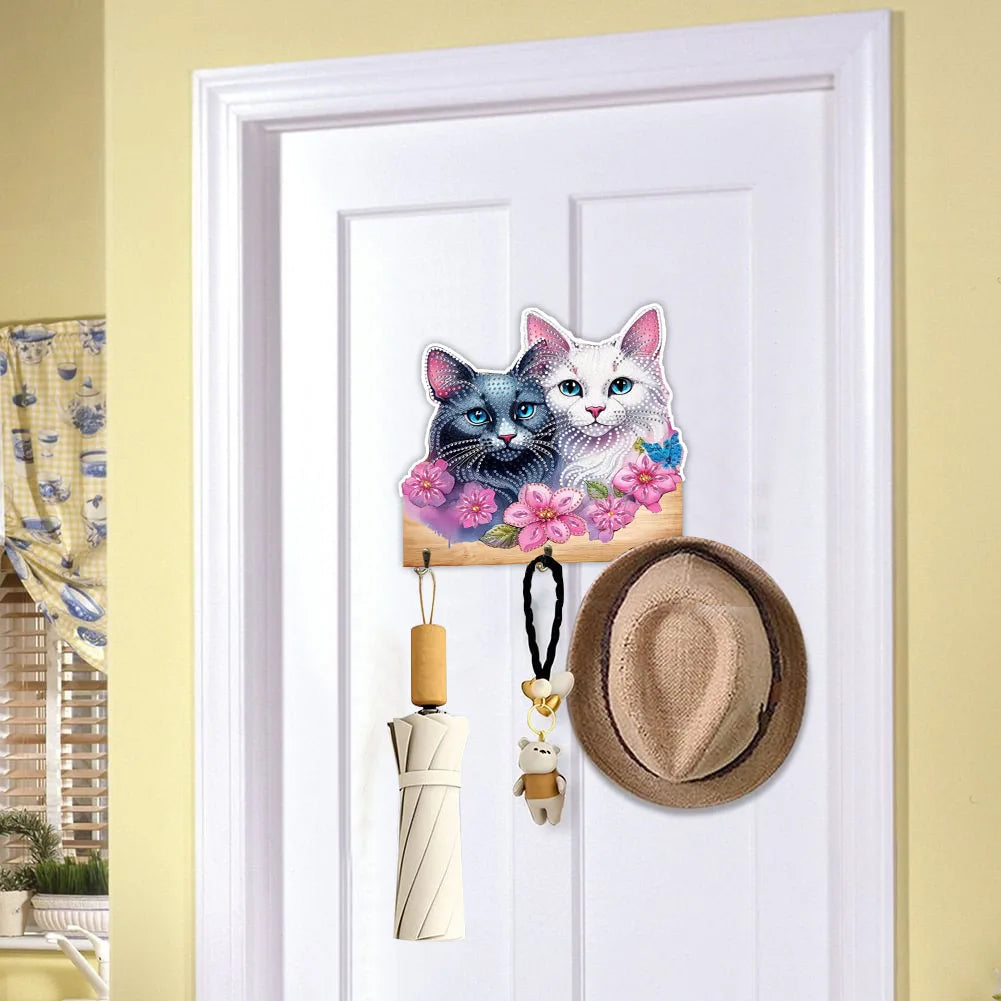 Diamond Painting Kapstok/Sleutelrek met Dieren Motief en 3 Haken