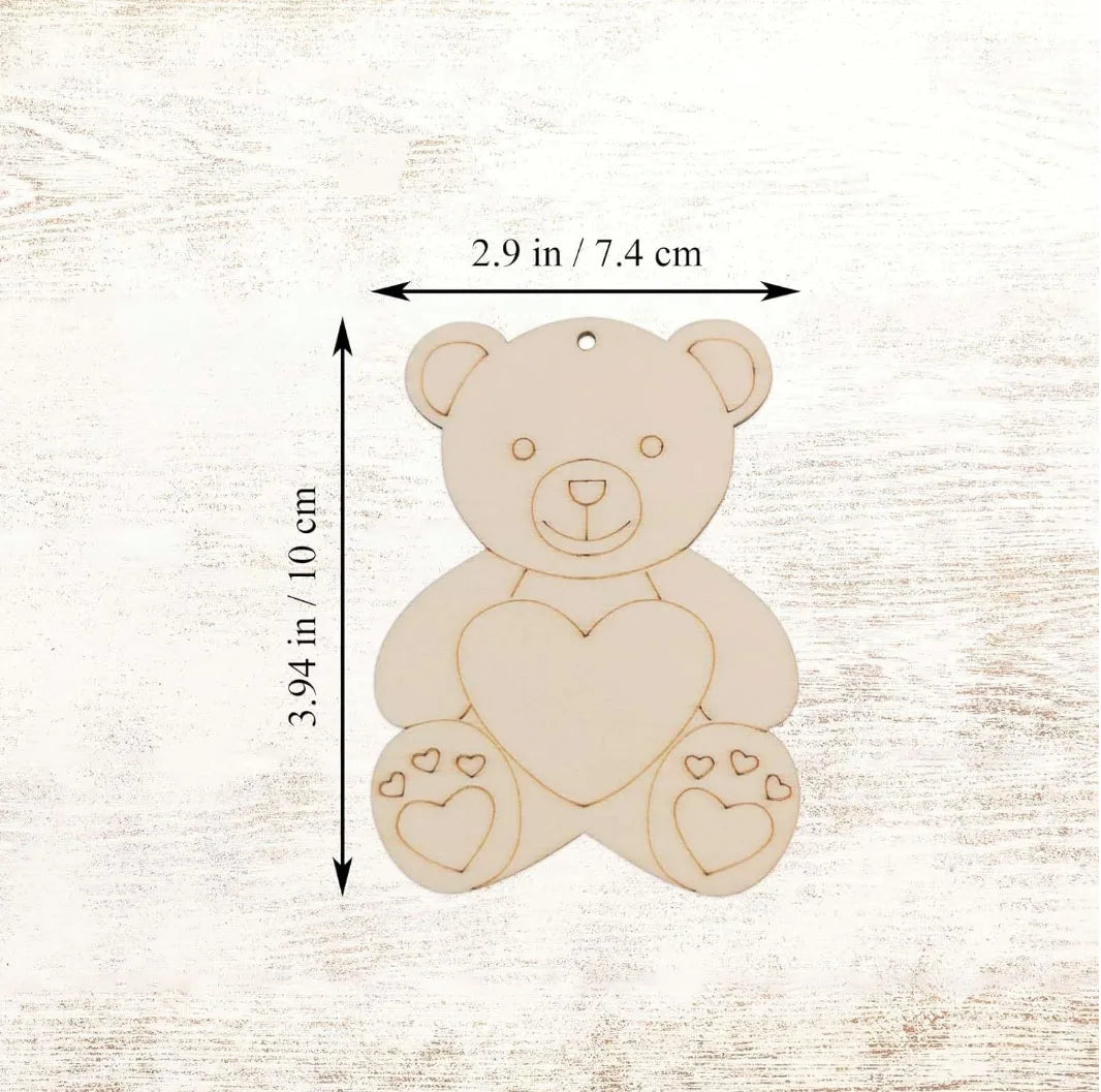 Houten figuren om zelf te schilderen/kleuren – Beren ornamenten (10 stuks)