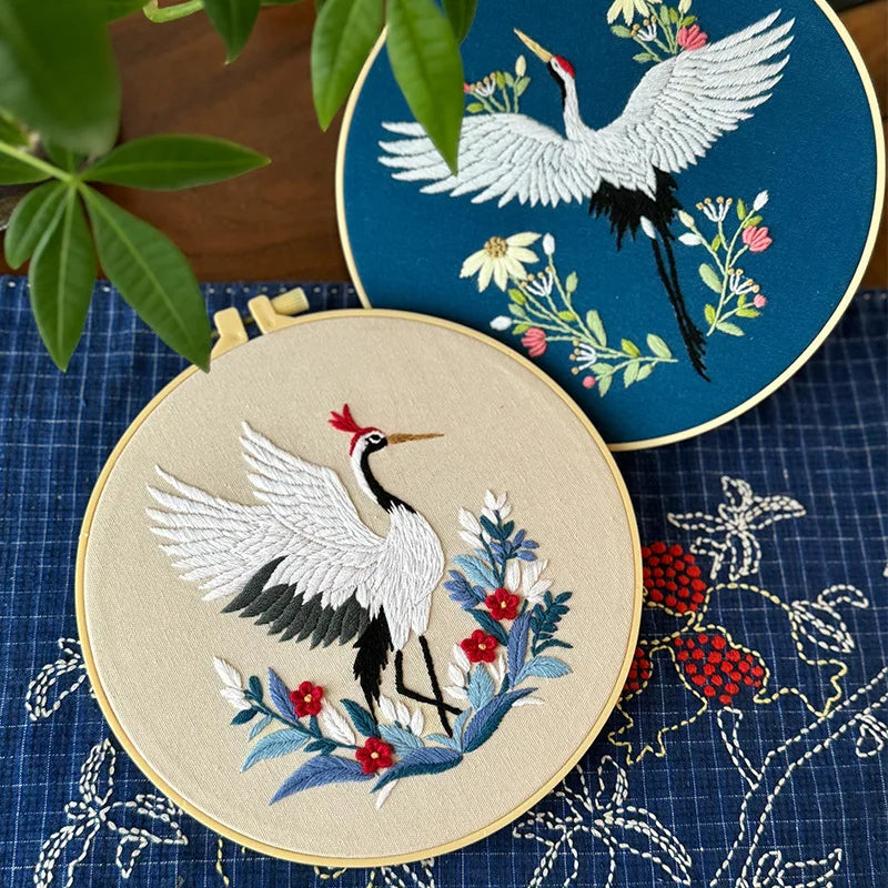 Borduurpakket Feihe – Rond Wandpaneel met Diermotief - 20cm