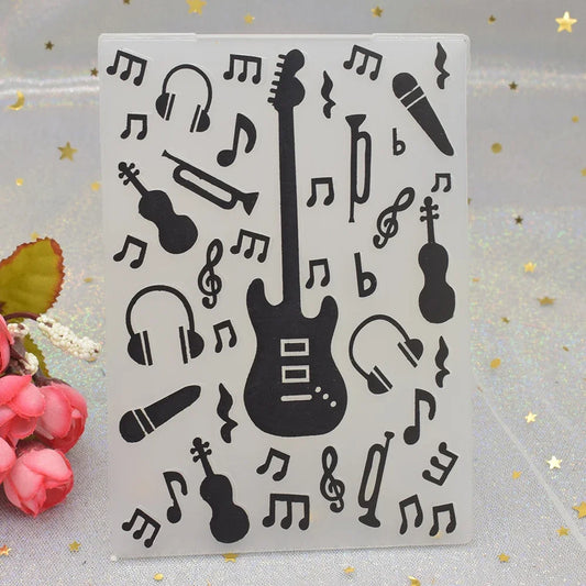 Embossing folder gitaar patroon 3D voor kaarten en scrapbooking