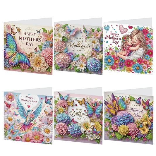 Diamond Painting Wenskaarten set Moederdag met enveloppen 6 stuks