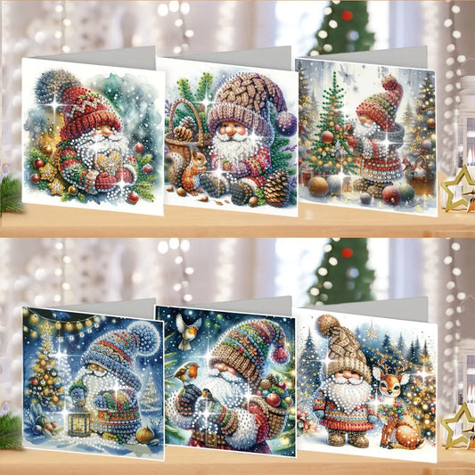Diamond Painting Kerstkaarten set – 6 stuks kerst en nieuwjaar knutselkaarten