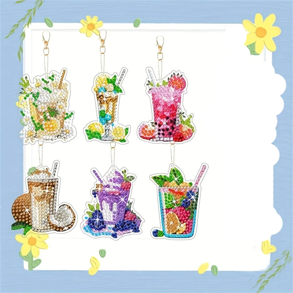 Diamond Painting Sleutelhanger set Dieren & Mandala 6 Stuks