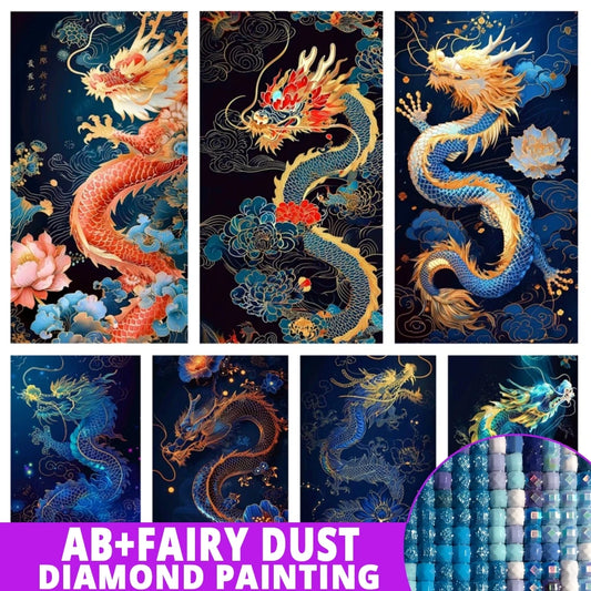 AB Diamond Painting met AB en Fairy dust steentjes – Chinese Draak